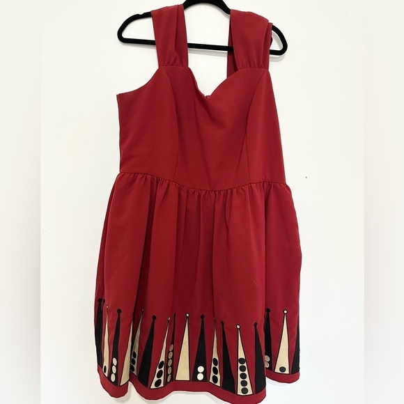 Modcloth RARE Backgammon Game Embroidered Blockade Dress 2X - Picture 1 of 4